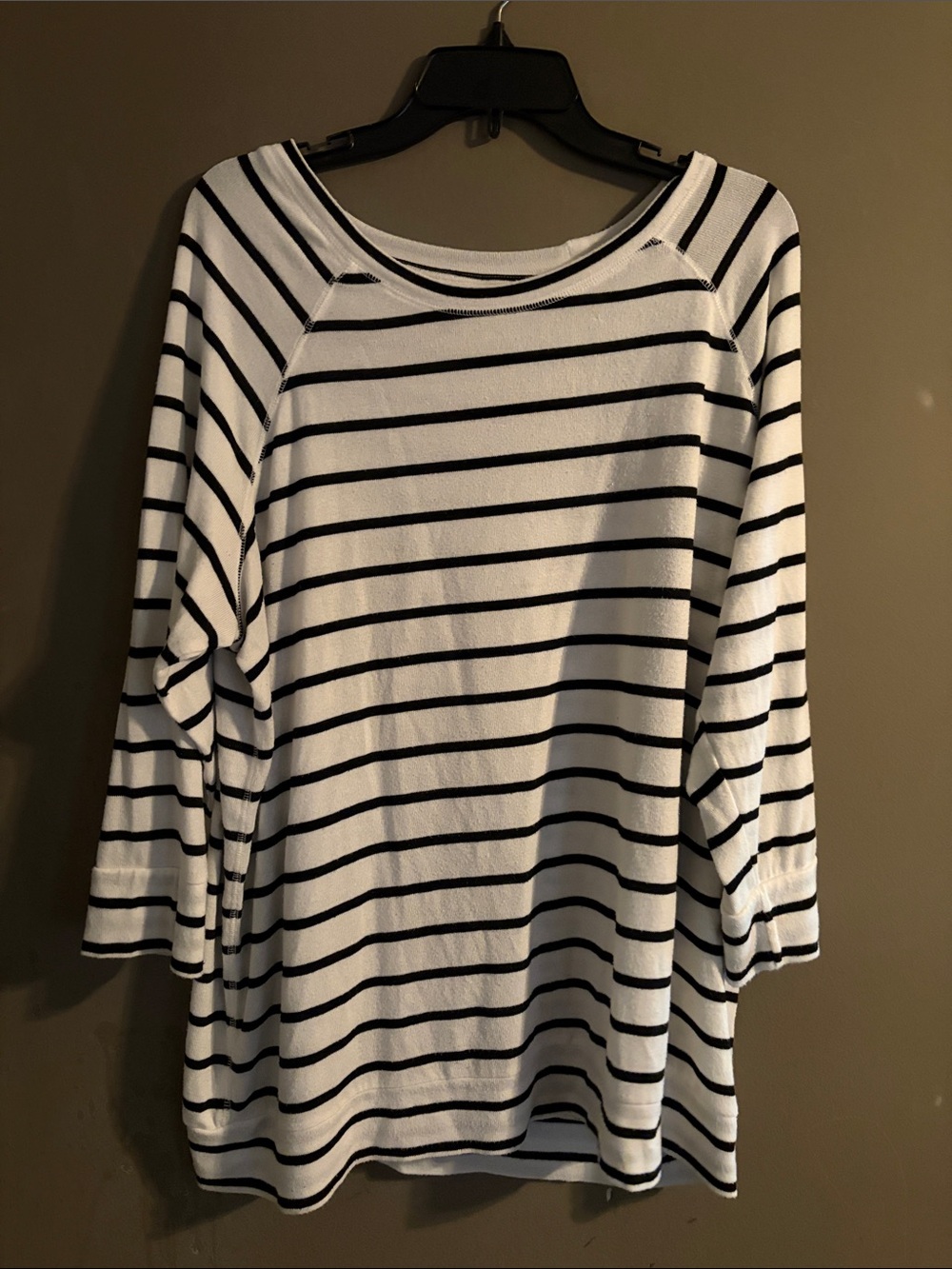 Mi Women's White Top with Black Stripes
